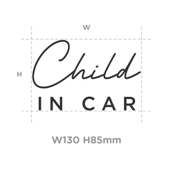 【車用】Child in car カッティングステッカー │ 筆記体タイプ 白黒２色展開 2枚目の画像