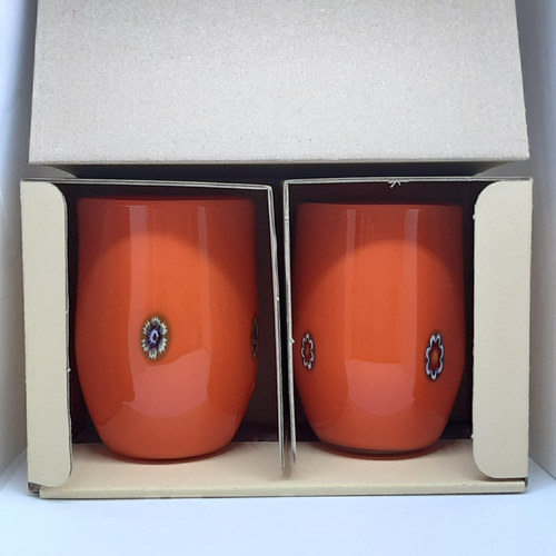 レトロポップ＊花柄コップ(オレンジ) グラス ガラス日和 通販