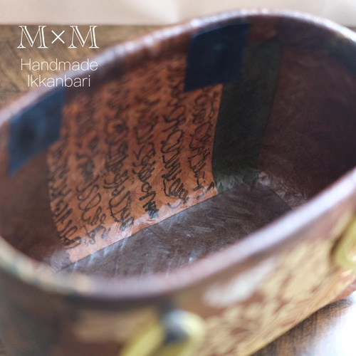 ◇送料込み◇一閑張り◇ 金糸の刺繍・帯布ミニかごバッグ かご