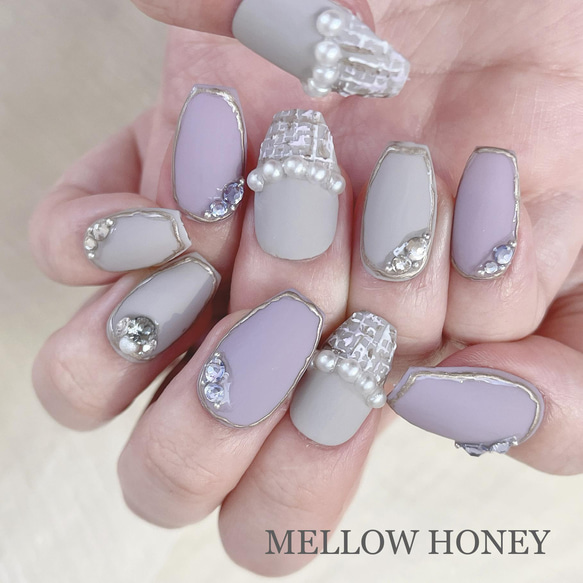 ショートバレリーナ✧̣̥̇mauve palette✧̣̥̇ネイルチップ ネイル