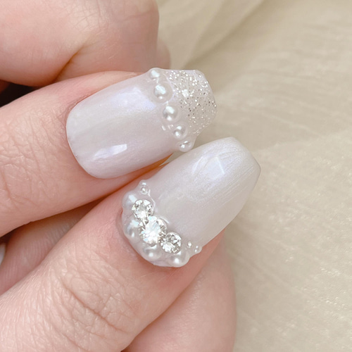 ショートバレリーナ✧̣̥̇butterfly perl✧̣̥̇ネイルチップ