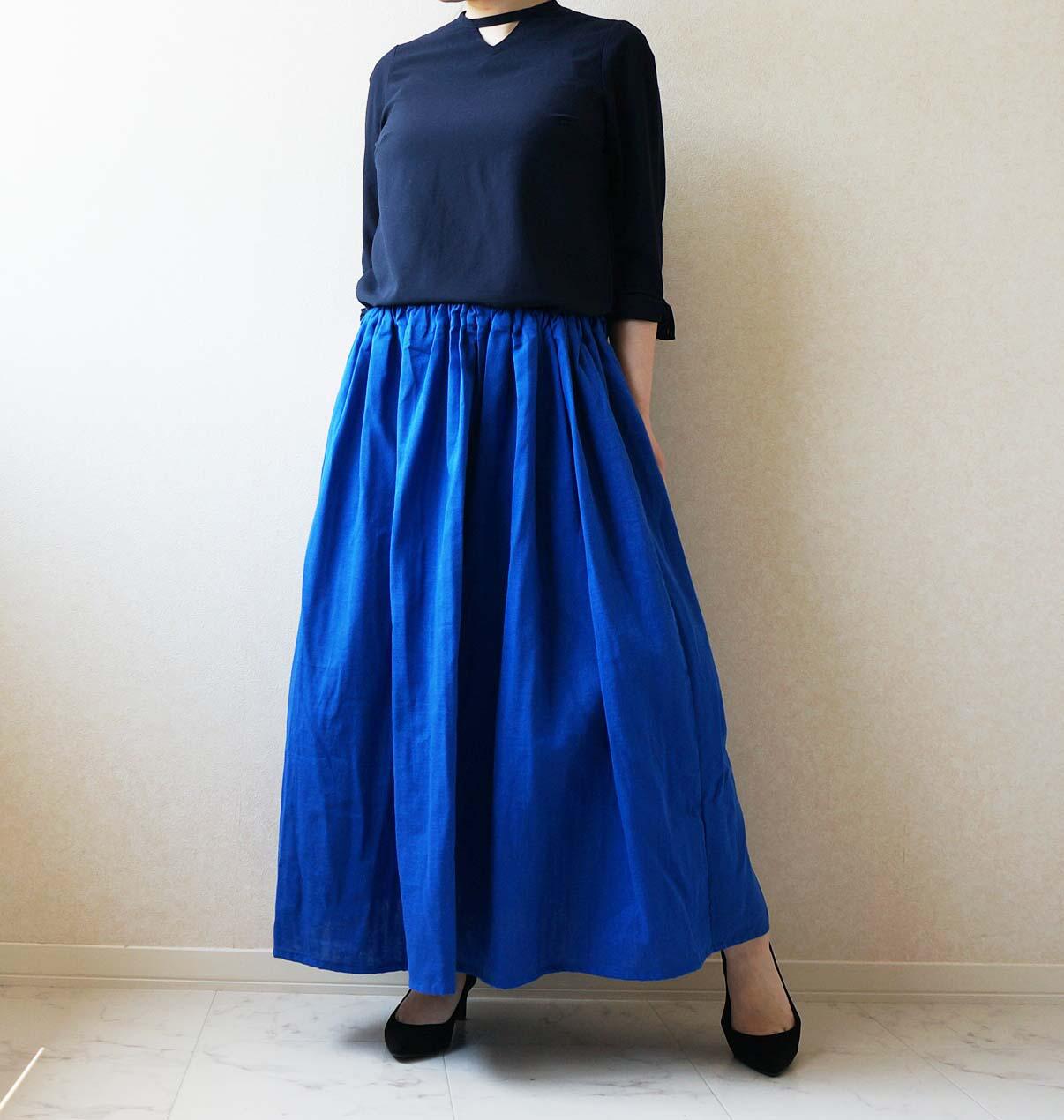ふんわりダブルガーゼロイヤルブルースカート