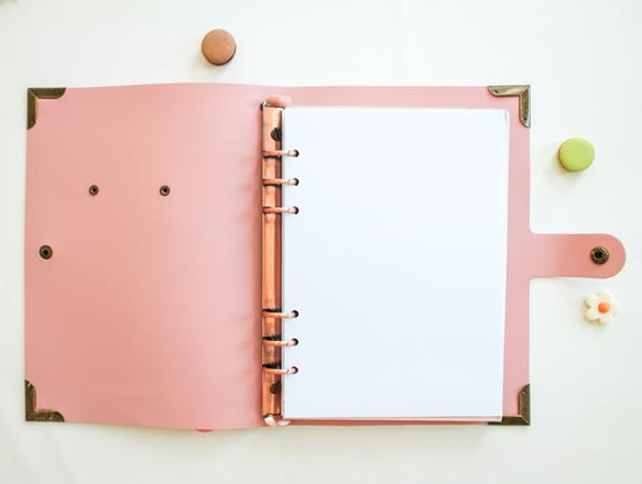 カラーレザーカバー付きノートブック Pink 色（キーホルダーを含む）Vol.2 2枚目の画像