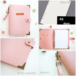 カラーレザーカバー付きノートブック Pink 色（キーホルダーを含む）Vol.2 11枚目の画像
