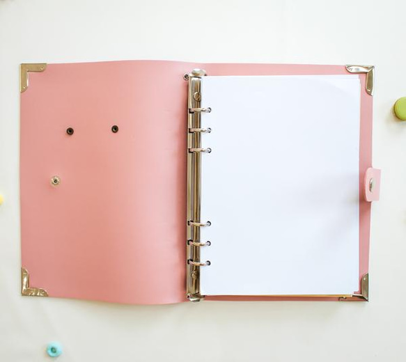 カラーレザーカバー付きノートブック Pink 色（キーホルダーを含む）Vol.2 4枚目の画像