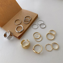 韓国ファッション　マルチデザインシルバーリングセット　指輪　アクセサリー　-1232 4枚目の画像