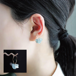 一面] 14KGF 耳夾配 7 個海藍寶石吊飾 ~ Louisa 第2張的照片