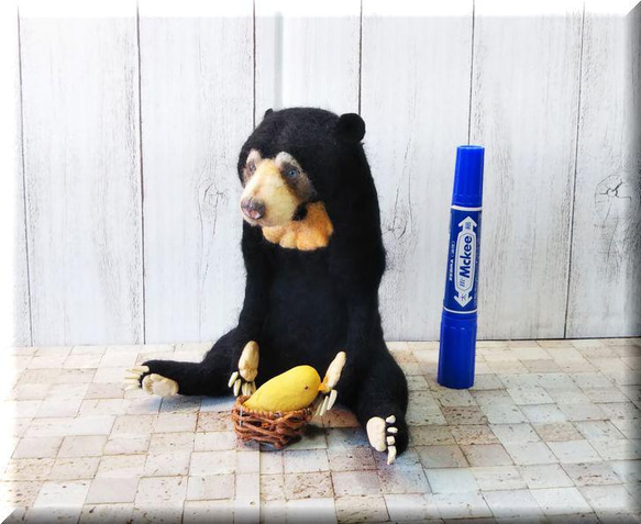羊毛フェルト　熊　マレーグマ　クマ　くま　動物フィギュア 8枚目の画像
