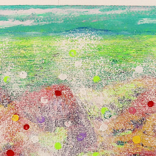 アクリル画/原画　作家作品/F15号/キャンバス　絵画　検索|ミハエルネグリン 湖畔の紅葉／アクリル画 キャンバス 原画 S0号 もみじ 霧 玉