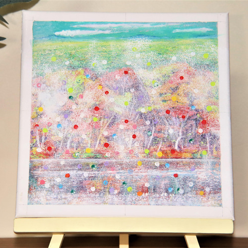 【湖畔のミモザ】アクリル画 F3 風景画 絵画 湖畔のミモザ】アクリル画 F3 風景画 絵画 湖畔のミモザ