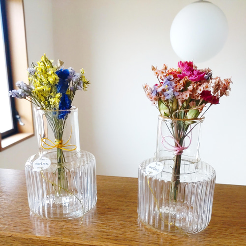 フラワーベース＆miniドライフラワーブーケセット❀インテリア ギフト