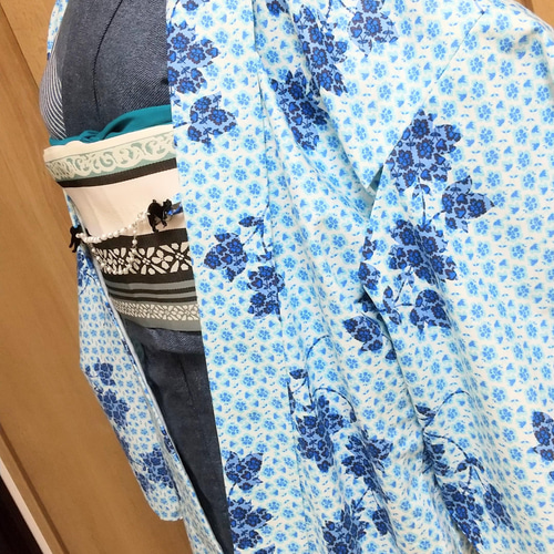 洗える羽織#桜#水色#オックス地#綿100%#春#カジュアル#一点もの