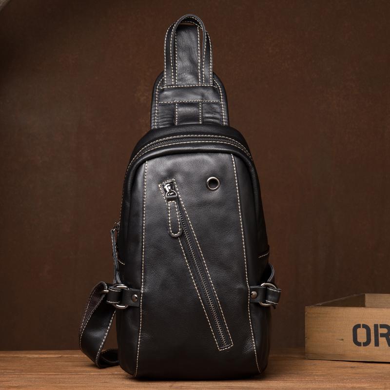 本革ボディバッグ 牛革アウトドアレジャーウエストポ 男性チェストバッグ