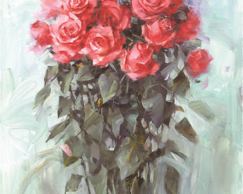 Asmile♡エレガントな美しいお花の油絵 花鳥え絵 絵画（油絵）美術品 油彩 静物画 絵画 ww 通販