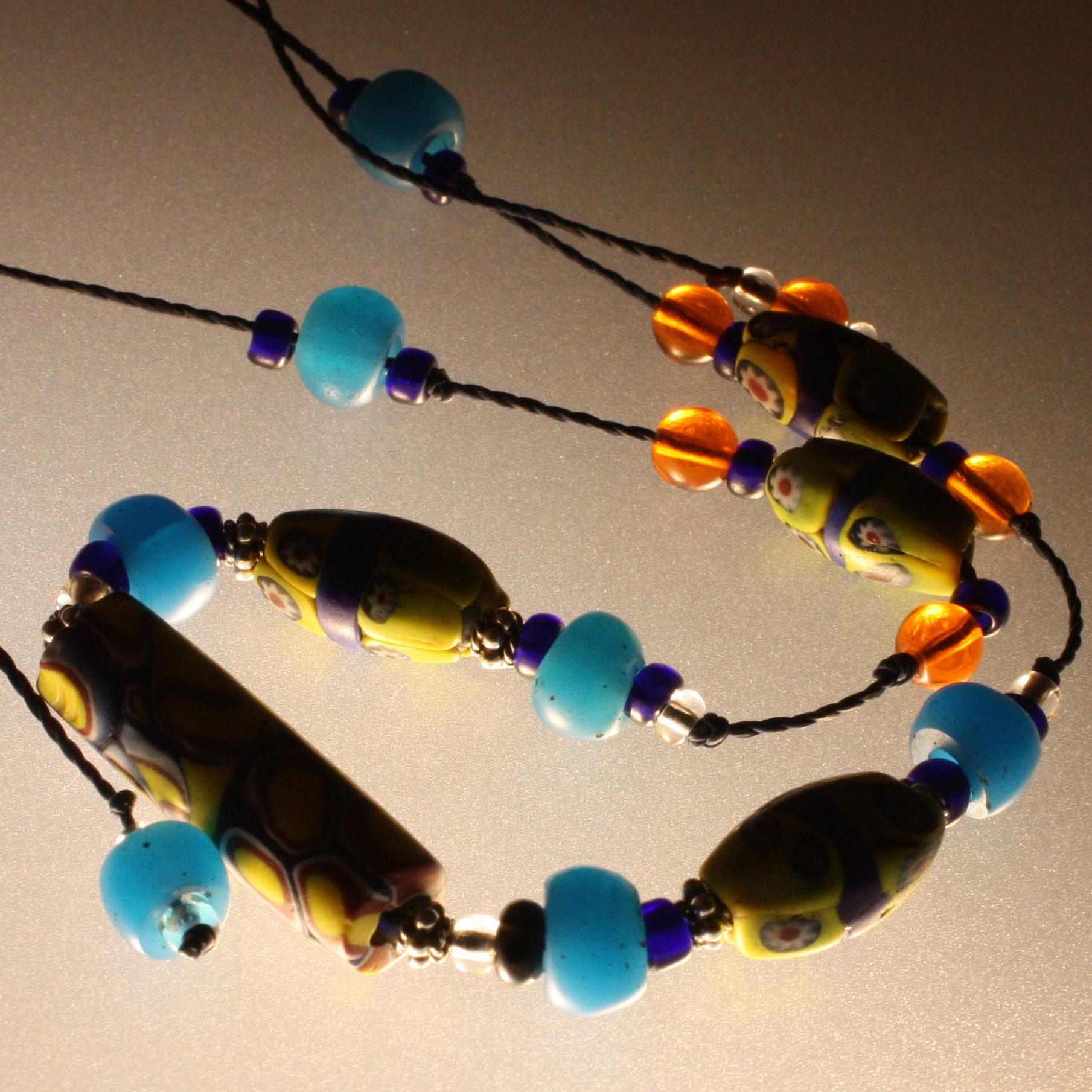 とんぼ玉 アンティーク ヴェネチアンビーズ ミルフィオリ オーバルミルフィオリ ネックレス