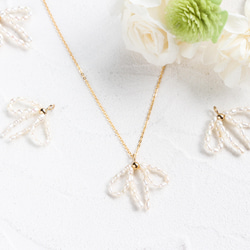 14kgf- pearl ribbon necklace(ajustable chain) 第1張的照片