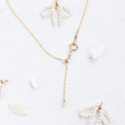 14kgf- pearl ribbon necklace(ajustable chain) 第5張的照片