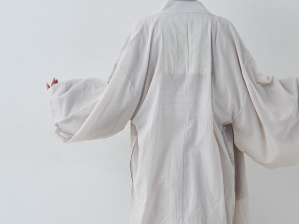 羽織ガウン・ロング(綿)-ホワイト-  ポケット付き 部屋着 カーディガン 15枚目の画像