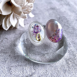 glass oval botanikaru purple Earrings 6枚目の画像
