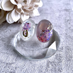 glass oval botanikaru purple Earrings 5枚目の画像