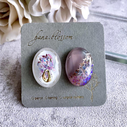 glass oval botanikaru purple Earrings 7枚目の画像