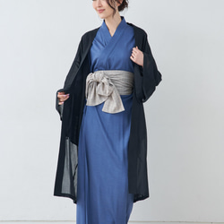 美品 IKUKO イクコ リバーシブルカーディガン ルームウェア 部屋着羽織り 羽織ガウン・ロング(綿)-ブラック- ポケット付き 部屋着