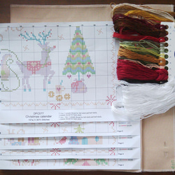 【送料無料】★クリスマスカレンダー／薄茶色18ct★クロスステッチ刺繍キット 3枚目の画像
