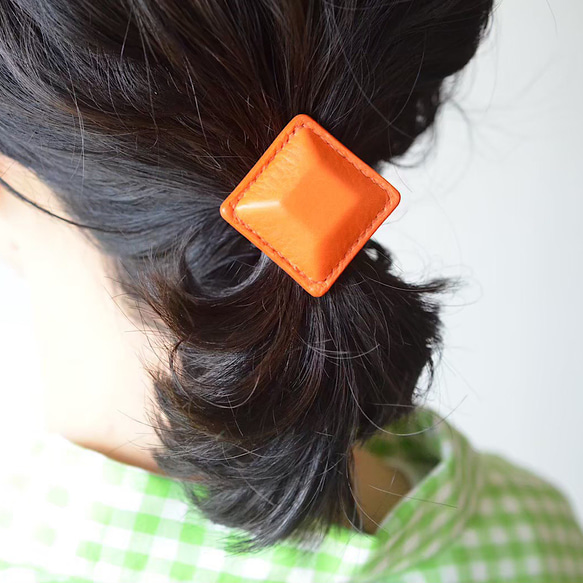 Airas Square ~hair tie~【レザーヘアゴム】orange 1枚目の画像