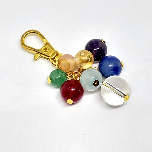 天然石＊水晶＊キーホルダー/ストラップ/チャーム＊虹色＊七色＊可愛い