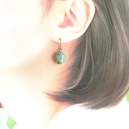 天然石/ピアス/イヤリング/ジェダイト/翡翠/5月誕生石/アレルギー対応  