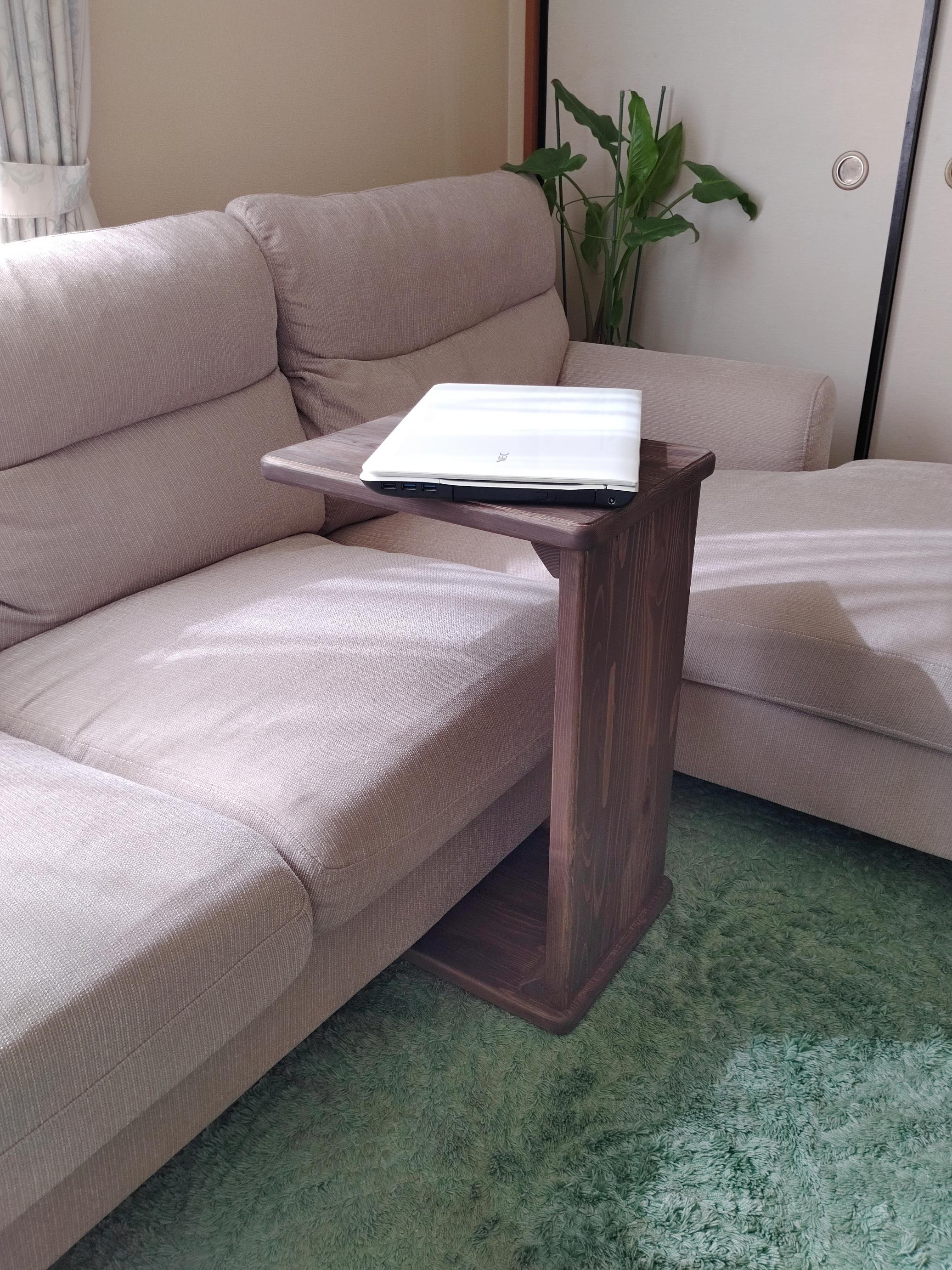 サイドテーブル【ワイドサイズ】　縦横2WAY使用可［杉材］パソコン作業　ミニテーブル 10,500円