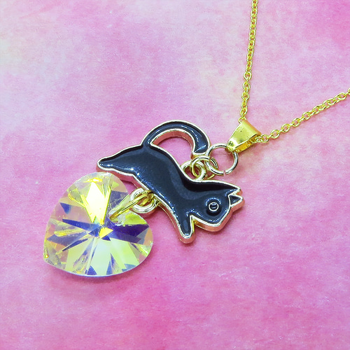 シルバー925 黒猫モチーフとスワロフスキー・クリスタルの