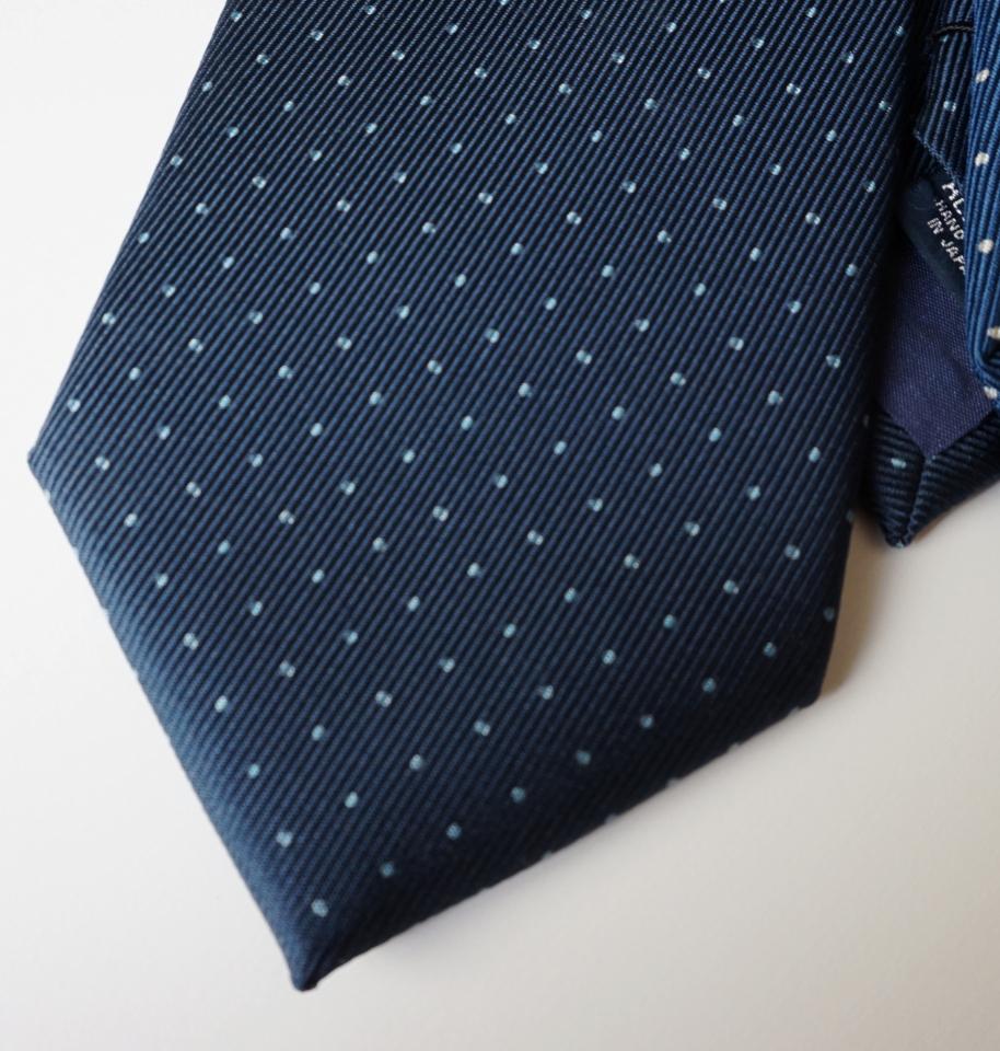 [ImperialTwill]ドットプリントネクタイ_ネイビー