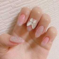 チューリップネイル　ニュアンスネイル　ネイルチップ　蝶々ネイル ネイルチップ 蝶々ネイル - メルカリ