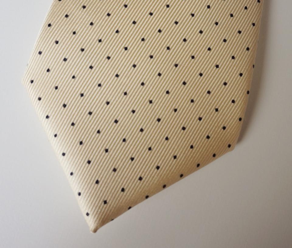 [ImperialTwill]ドットプリントネクタイ_クリーム共裏地仕様