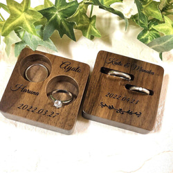 【リングピロー タイプB】【木製指輪ケース】【ウエディング】結婚祝い 名入れ無料 ラッピング無料 アクセサリーケース 11枚目の画像