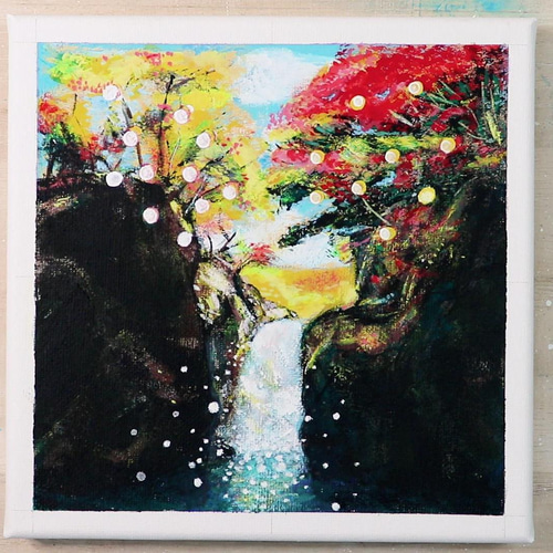 滝のアクリル画 大きい 抽象画 滝のアクリル画 大きい 抽象画
