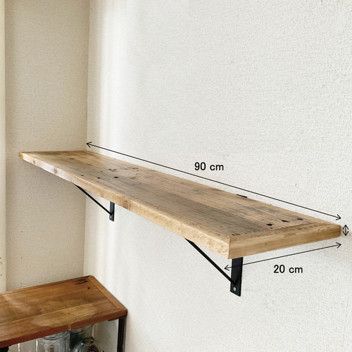 受注製作｜90×20cm／ウォールシェルフ】パレット材再利用