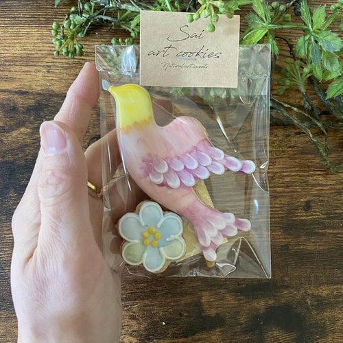 3袋セット】鳥さんのオーガニックアイシングクッキー(ピンク同色