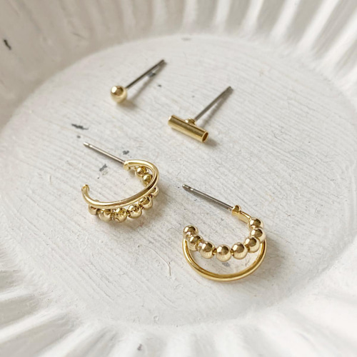 ツーカインズセットピアス【Gold】(AF4018) ピアス（スタッド