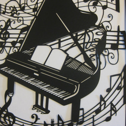切り絵　音符に楽器：ピアノ 2枚目の画像