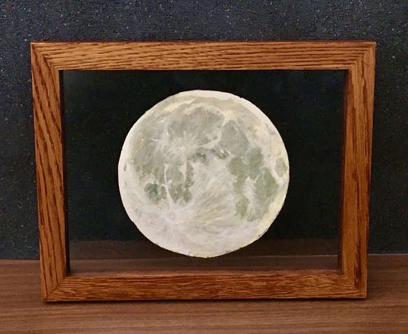 月　水彩画　L判フレーム付き 1枚目の画像