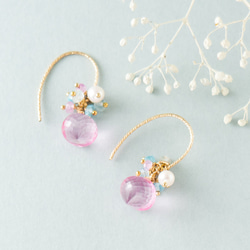 【Creema春の福袋】花色のネックレス＆ピアス～ピンクトパーズと4種の天然石・2点セット 9枚目の画像