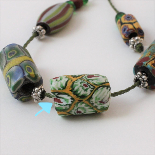 とんぼ玉 アンティーク ヴェネチアンビーズ ミルフィオリ ネックレス