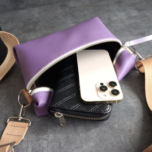 春色 ミニショルダーバッグ（ライラックパープル）撥水エコレザー 差し