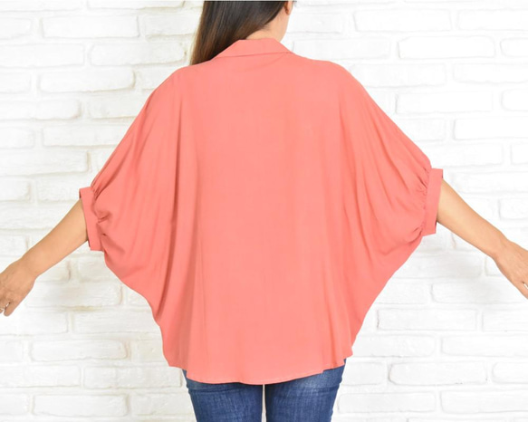 ビッグシルエットのドルマンシャツ　＜コーラル＞ 人気・おすすめ｜使いやすい・旅行におすすめ 品質保証 全国発送 日本国内発送・最短翌日お届け