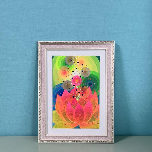 No.2 蓮の花の光』 癒やしとグラデーションのアクリル画 アート