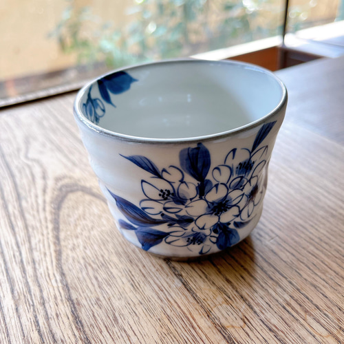 京焼・清水焼 染付 蕎麦猪口(桜) おちょこ・ぐい呑み・徳利 京焼