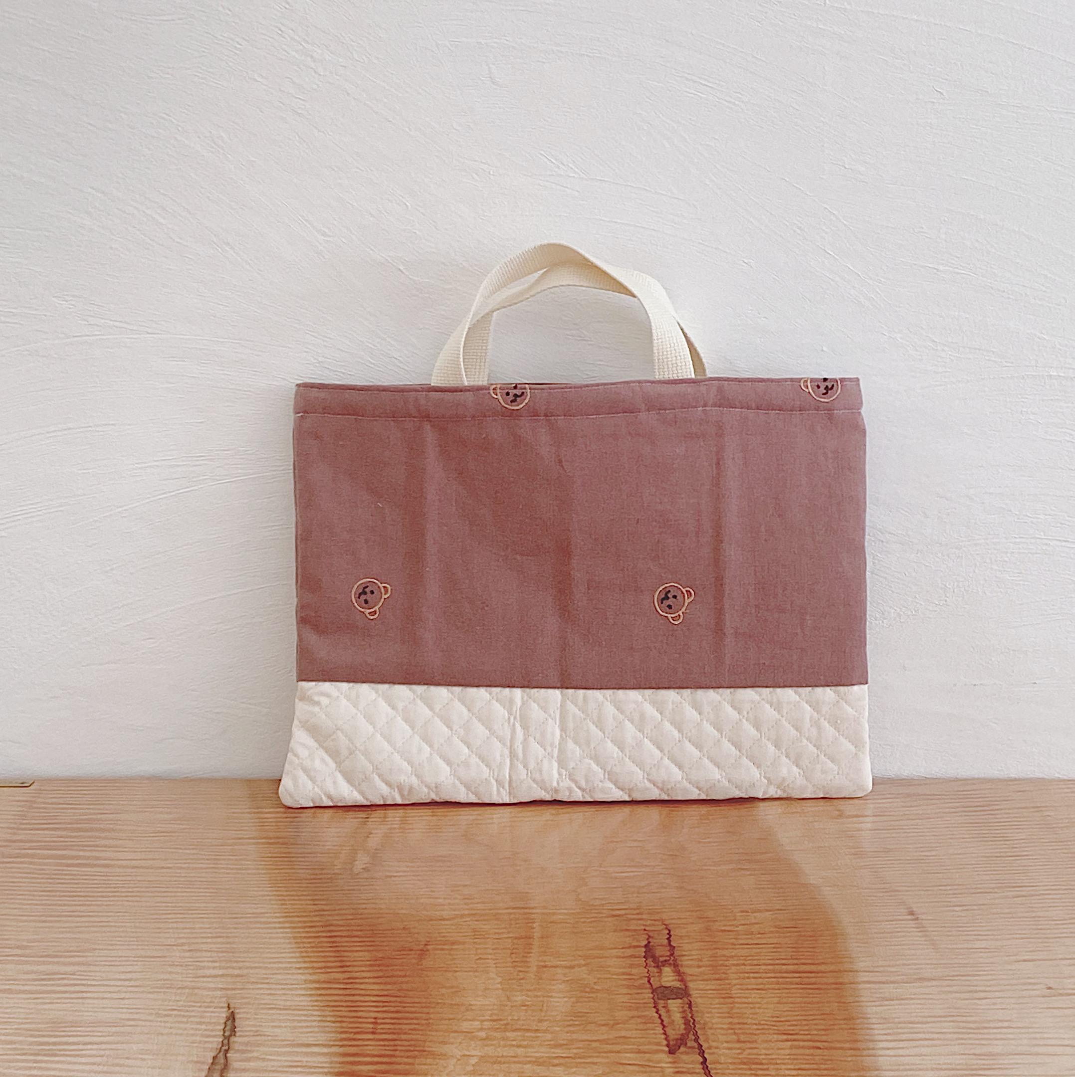 レッスンバッグ くまさん刺繍 レッスンバッグ * candystripe
