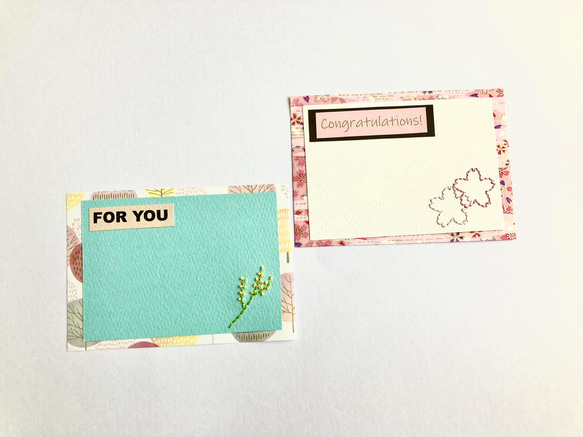 紙刺繍〜桜とミモザのカード〜① 1枚目の画像